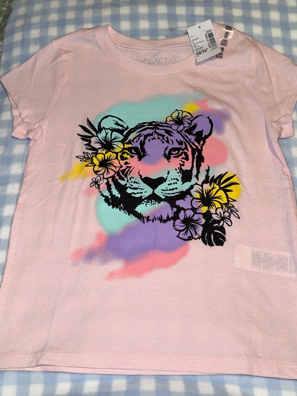 The Children’s Place Girls Size XS 4 New NWT Short Sleeve Shirt Tiger Pink TCP